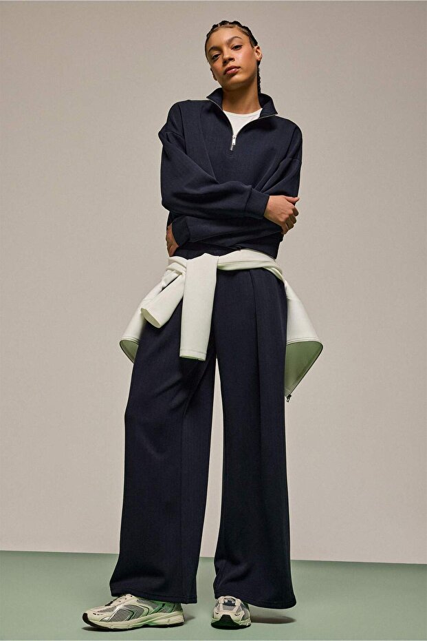 Ultra Soft Wide Leg Long Length Modal Sports Pants with Pockets F9493Ax26Sp