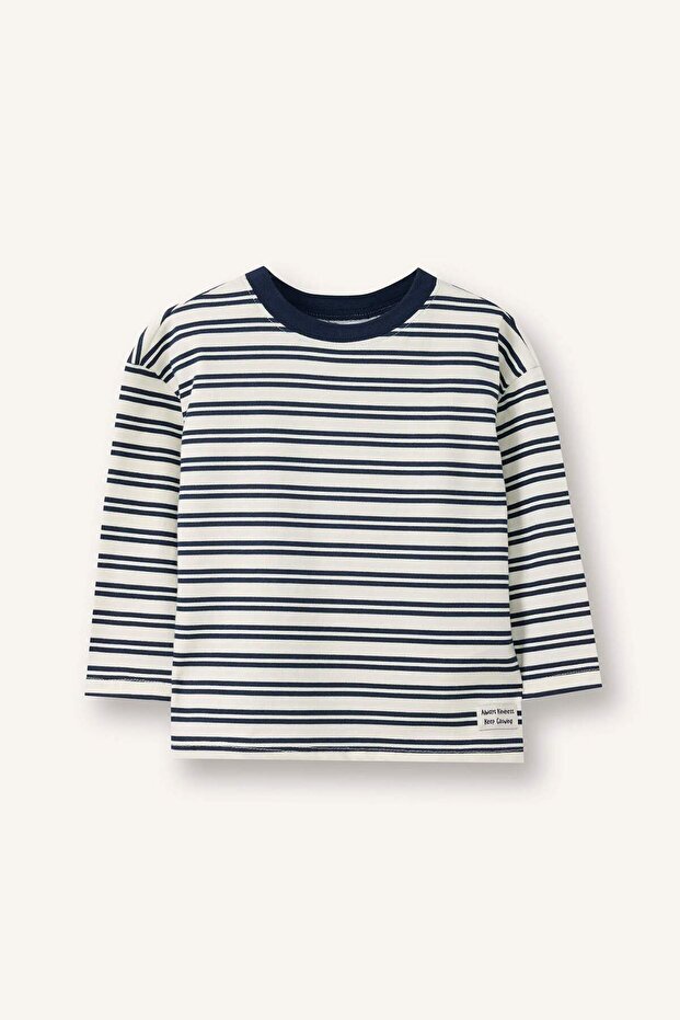 100% Cotton Oversize Striped T-Shirt for Baby Boy G7476A526Sp