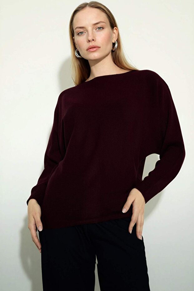 Kayık Yaka Triko Basic Sweater G3403Ax26Sp