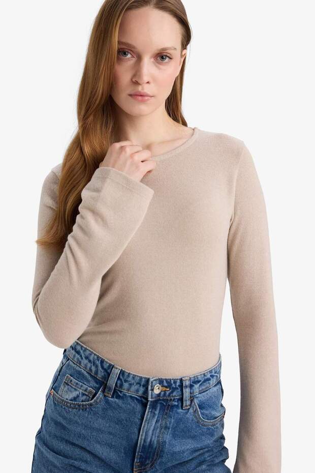 Slim Fit Slim Fit Crew Neck Long Sleeve T-Shirt Tunic G5330Ax25Wn