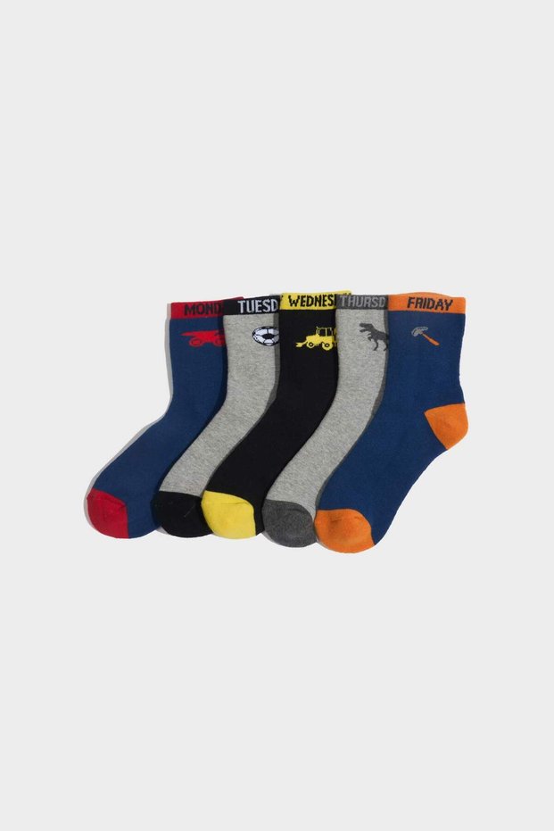 Printed 5-Pack Cotton Towel Socks for Boys G5461A8Ns
