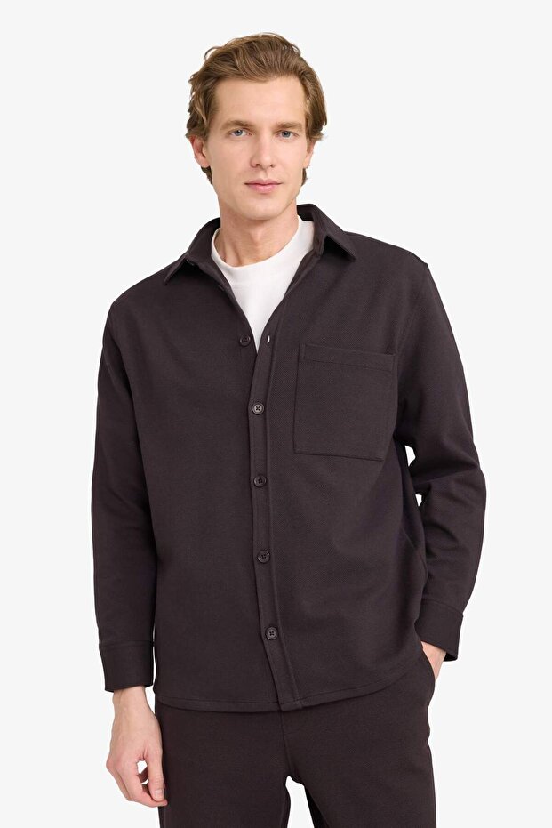 Relax Fit Polo Collar Long Sleeve Shirt G6499Ax25Wn