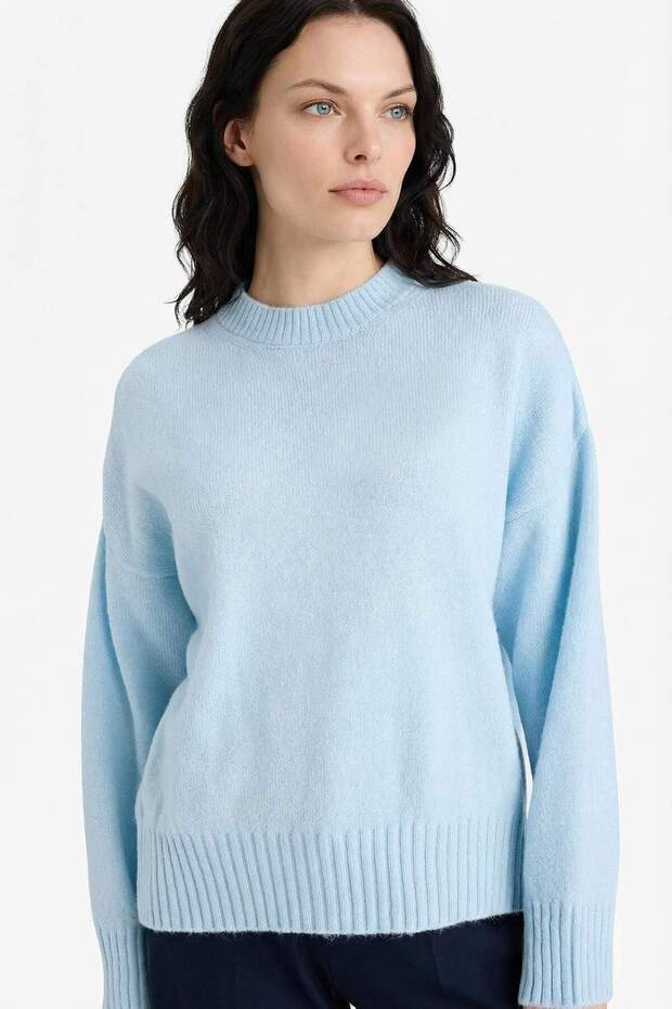 Oversize Crew Neck Drop Shoulder Basic Knitwear Sweater F3895Ax26Sp