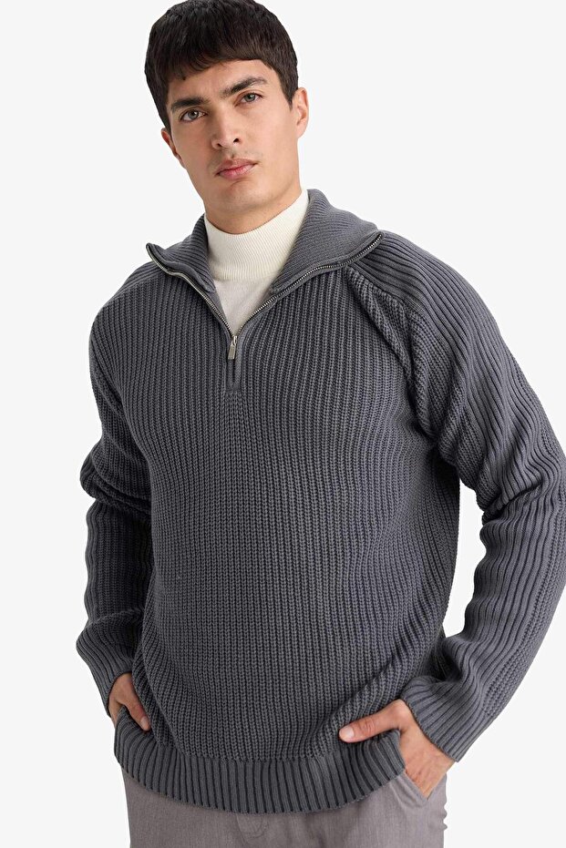 Standard Fit Half Zip Knitwear Sweater G6478Ax25Wn