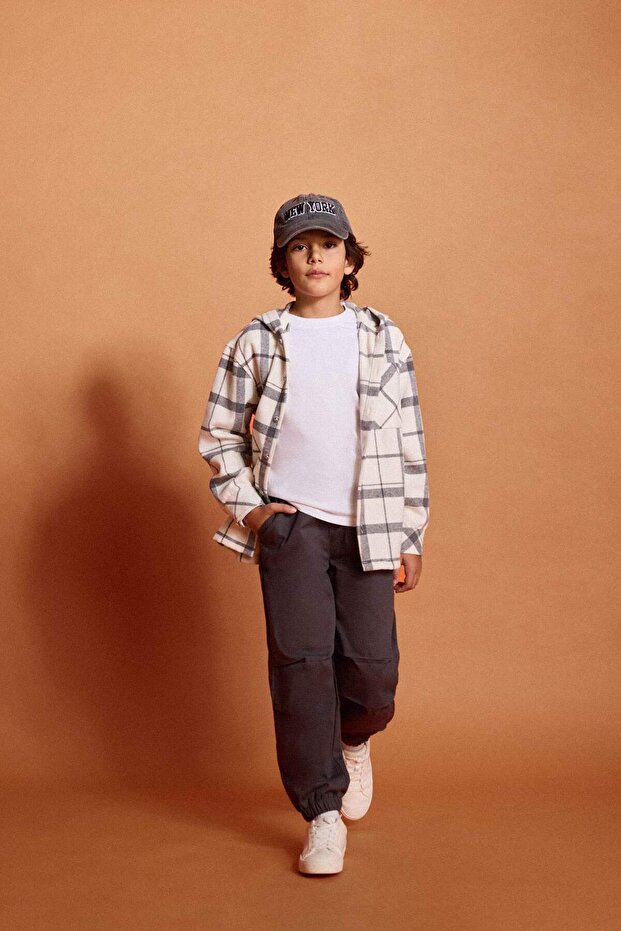 2-Piece Set Hooded Checked Shirt Trousers Boys G4674A825WN