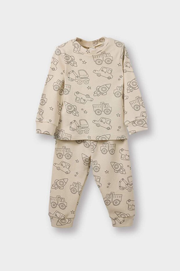 100% Cotton Patterned Elastic Waist Pajama Set for Baby Boys G4984A525WN