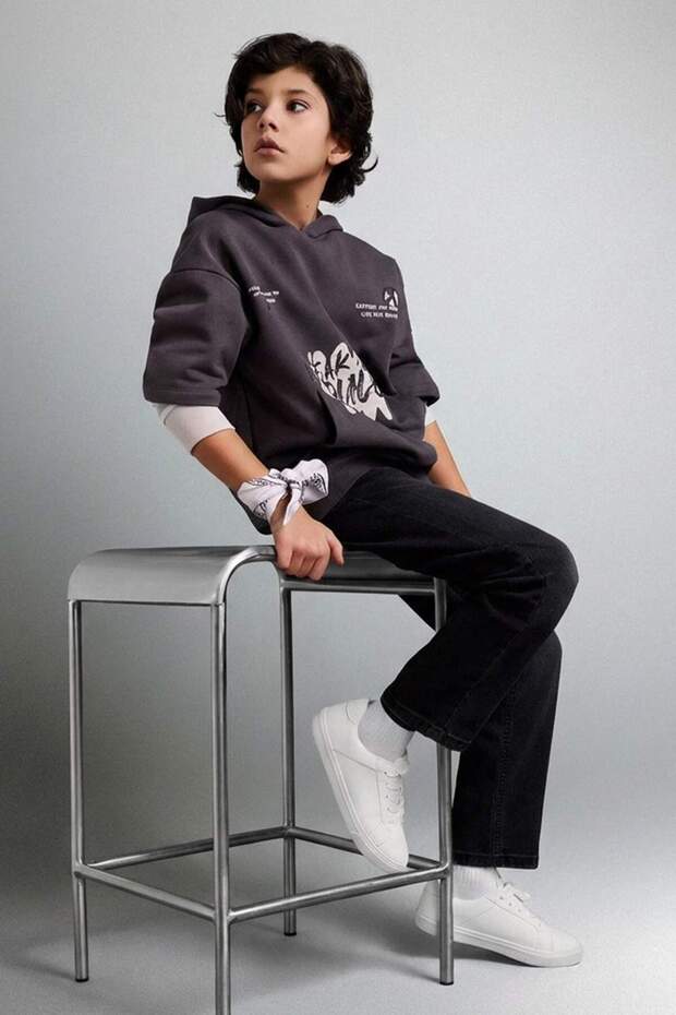 Straight Fit Normal Waist Straight Fit Straight Leg Jean Trousers for Boys G6202A825Cw