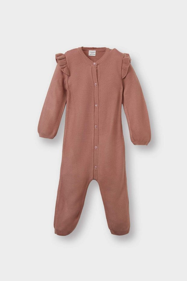 Long Sleeve Buttoned Knitwear Jumpsuit Baby Girl Newborn F3227A525Wn
