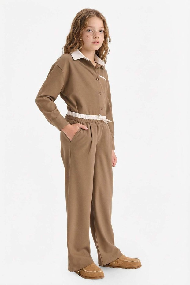 Elastic Waist Wide Leg Pants for Girls G4506A825Wn