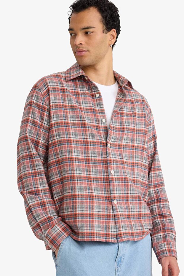 Boxy Fit Checked Flannel Long-Sleeved Shirt G5920AX25WN