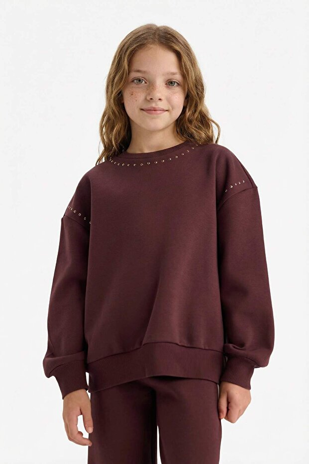 Overshirt Fit Stoned Soft Fleece Inside Sweatshirt for Girls G6262A825Wn