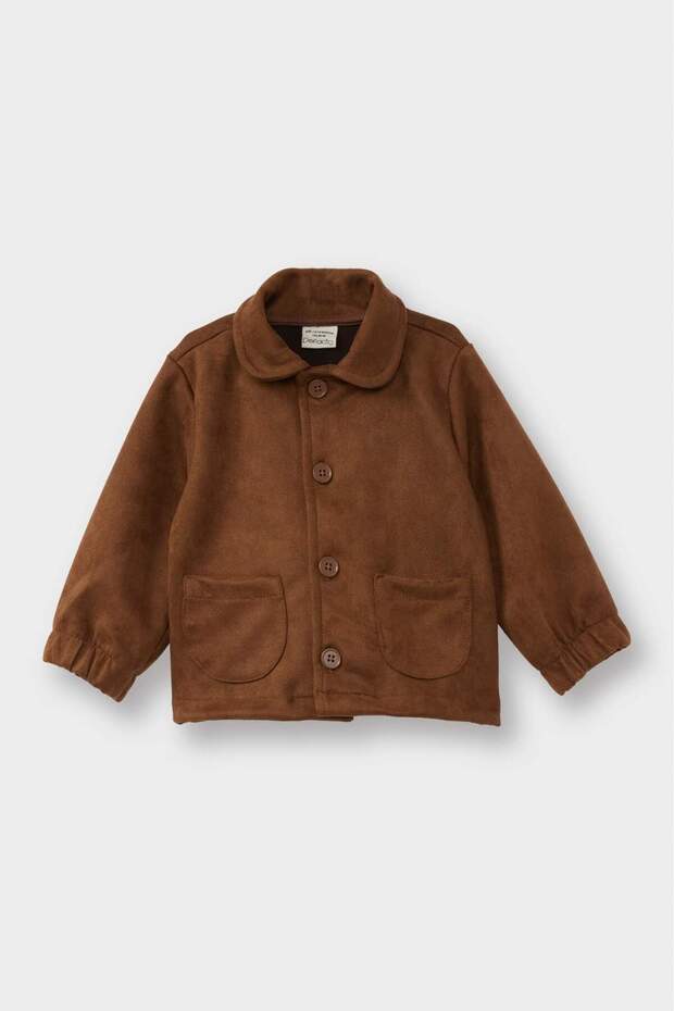 Shirt Collar Buttoned Suede Jacket Coat Baby Girl G3612A525Wn