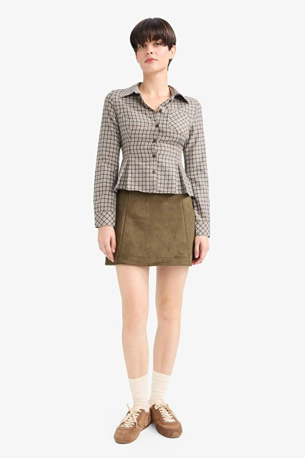 A-Line Regular Waist Suede Mini Skirt G3377Ax25Au