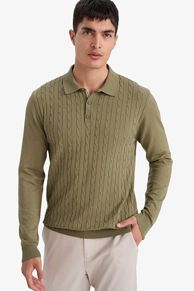 Standard Fit Polo Collar Knit Sweater G2455Ax25Au