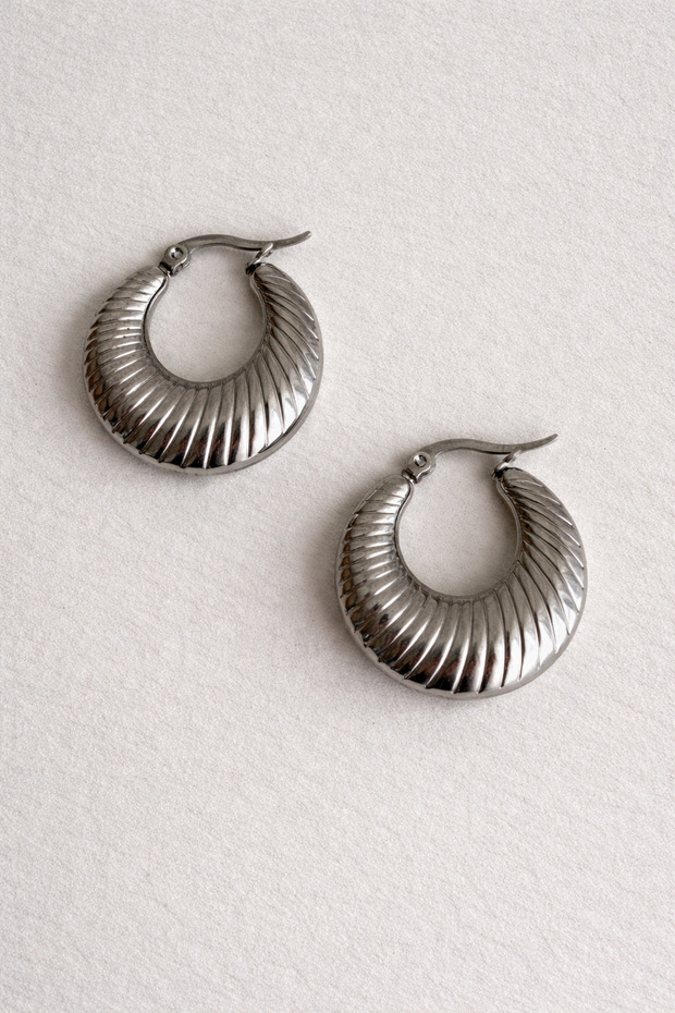 Steel Silver Vintage Bold Model Aimee Earrings - Does Not Tarnish -