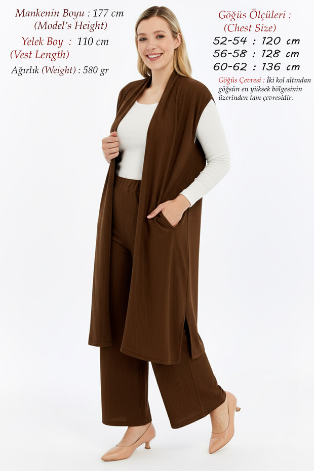 Plus Size Women's Summer Hijab Pants with Belt Anti-Sweat Pocketed Long Vest Two-Piece Mother Set