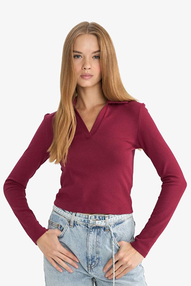 Fıtted Polo Yaka Basıc Modal Tişört E7938AX25AU - 3