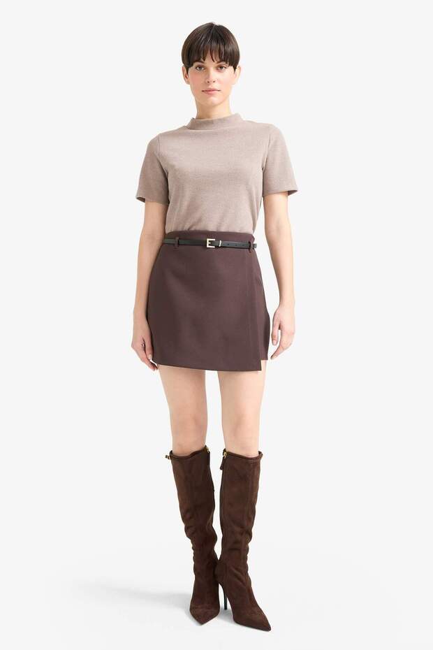 Regular Fit Belted Shorts Skirt F9179Ax25Wn