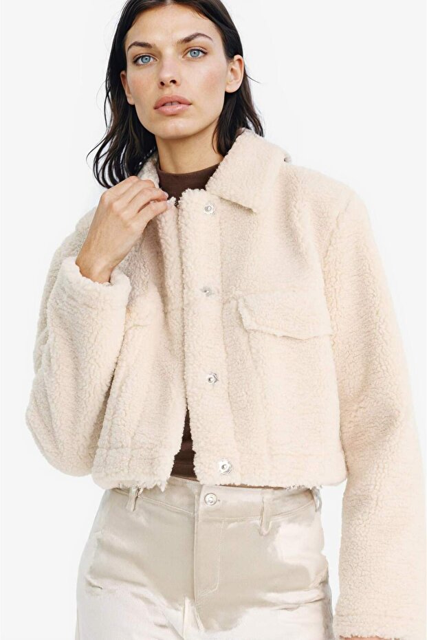 Warm Regular Fit Snap-Fastener Faux Fur Coat F2149Ax25Wn