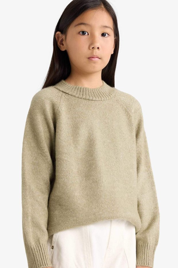 Crew Neck Knitwear Sweater for Girls F2755A825Wn