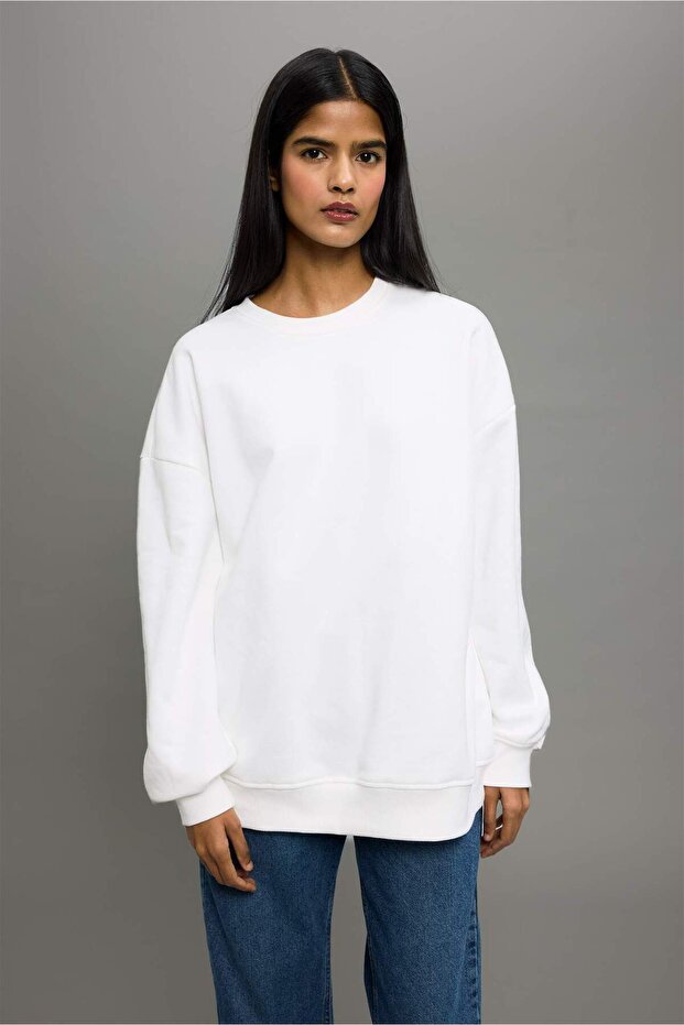 Oversıze Basıc Kalın Sweatshirt F9628AX25AU - 3