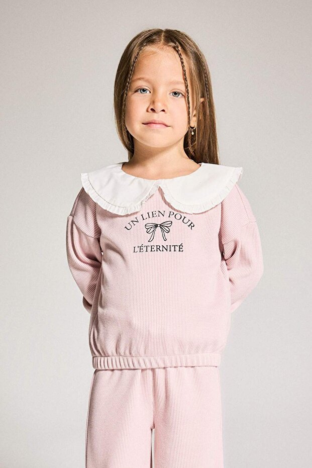 Standard Fit Large Collar Printed Sweatshirt Baby Girl G1773A525Au
