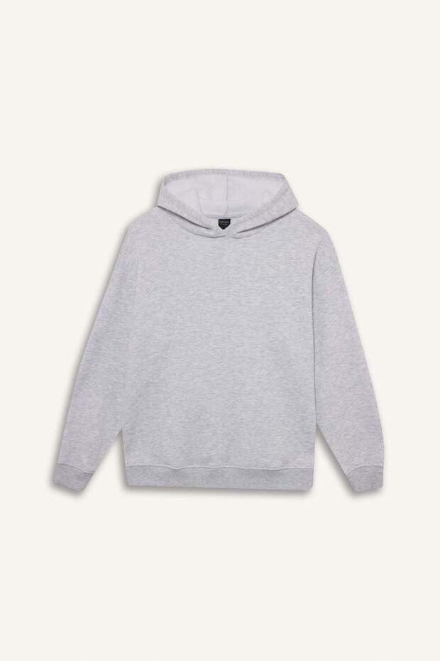 Relax Fit Kapüşonlu Basıc Kalın Sweatshirt D9935AX25WN - 4