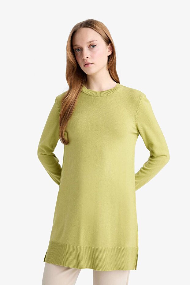 Yırtmaçlı Basıc Triko Kazak Tunik H3431AZ25WN - 3