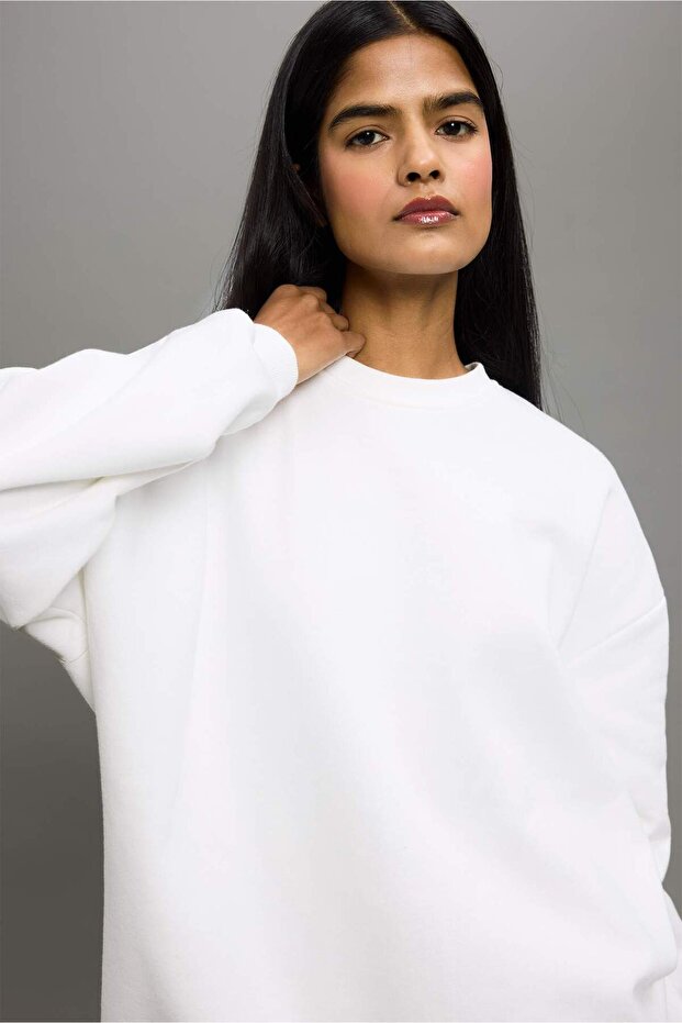 Oversıze Basıc Kalın Sweatshirt F9628AX25AU - 1