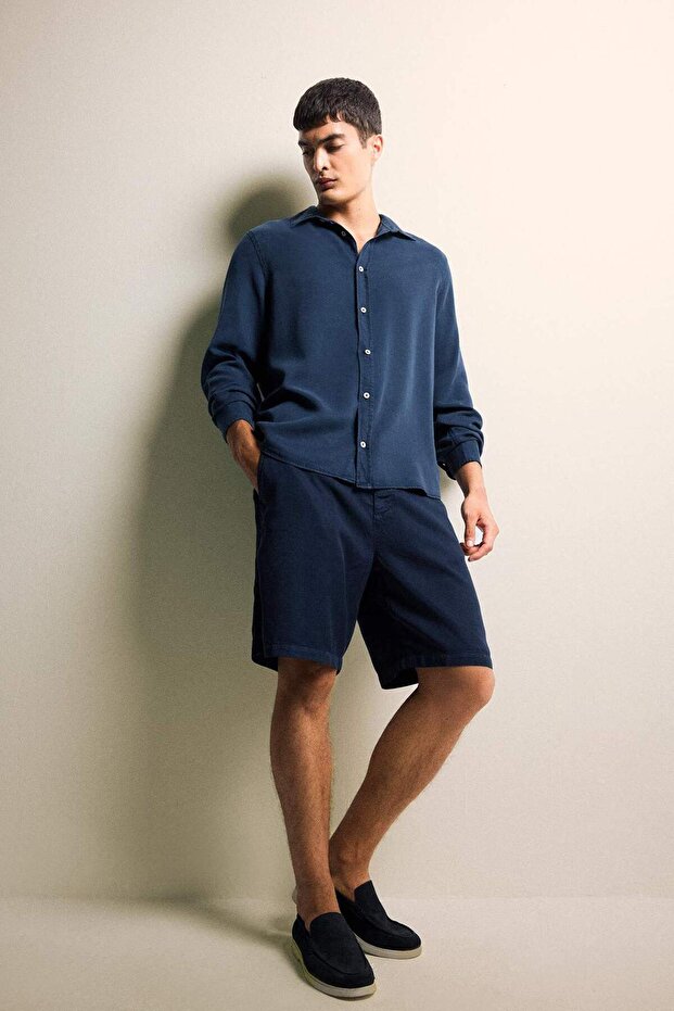 Relax Fit Tencel Bermuda Şort E0804AX25SM - 1