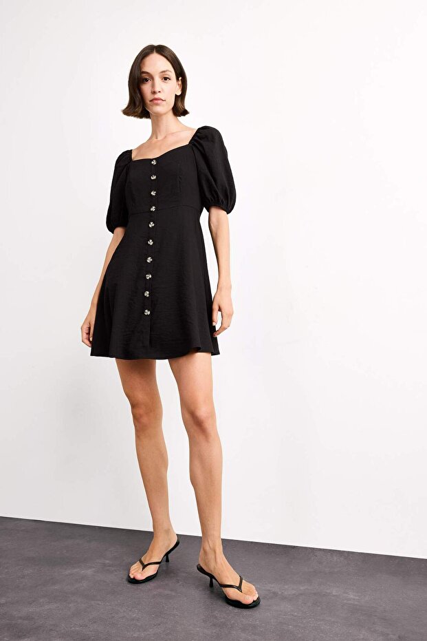 Sweetheart Neckline Short Sleeve Mini Dress G0730Ax25Sm