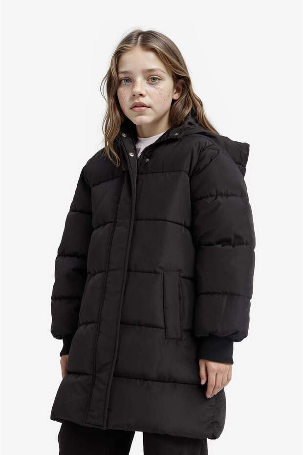 Water Repellent Waterproof Hooded Zippered Parka Girl Child E7031A825Au