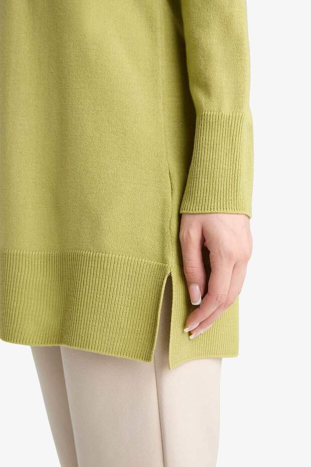 Yırtmaçlı Basıc Triko Kazak Tunik H3431AZ25WN - 6