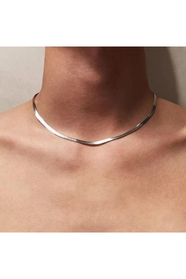 Stainless Steel Italian Scrunch Chain Unisex Necklace Silver 4 Mm