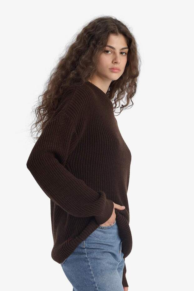 Selanik Stoff-Basic-Strickpullover H6905AZ25WN - 4