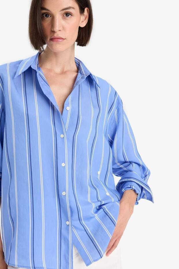 Regular Fit Modal Striped Long Sleeve Shirt F8315Ax25Au