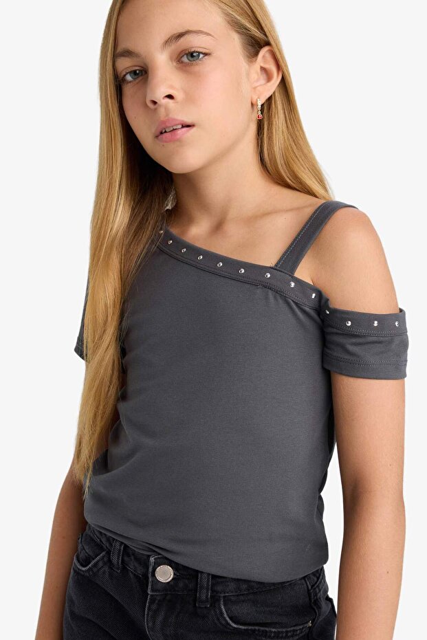Stone Printed Athlete Girl's T-Shirt F9271A825Hs