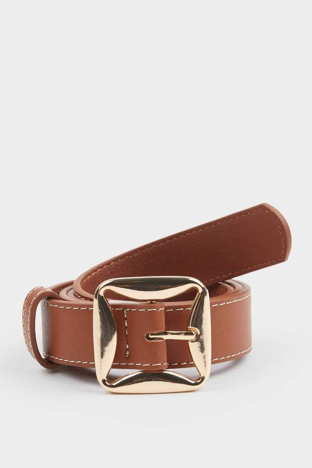 Women's Square Buckle Faux Leather Jean Belt F3279Axns