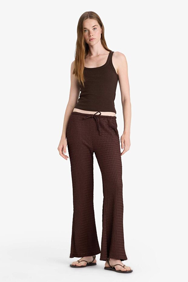 Flare Fit Wrinkled Regular Waist Trousers F7659Ax25Hs