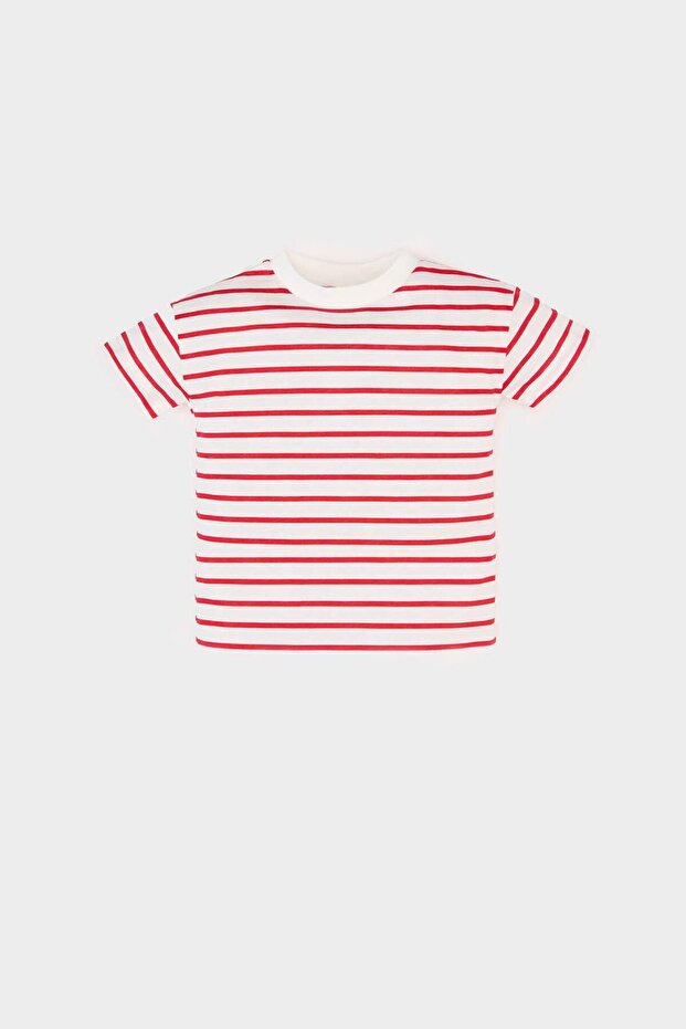 Crew Neck Striped Short Sleeve T-Shirt Baby Boy E6740A525Sm