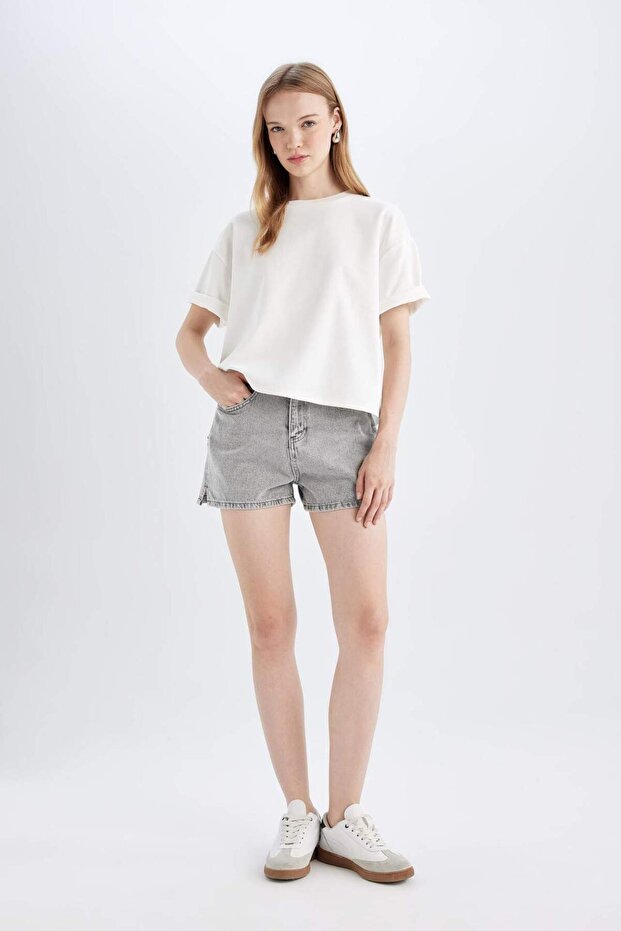 Mom Fit High Waist Jean Shorts C0689Ax24Hs