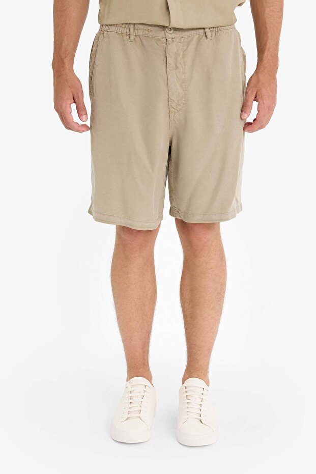 Relax Fit Akışkan Kumaş Bermuda Şort E0804AX25SM - 5