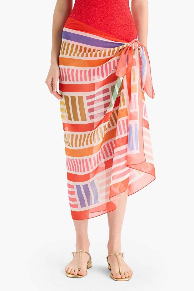 Patterned Chiffon Pareo D0966Ax25Hs - 4