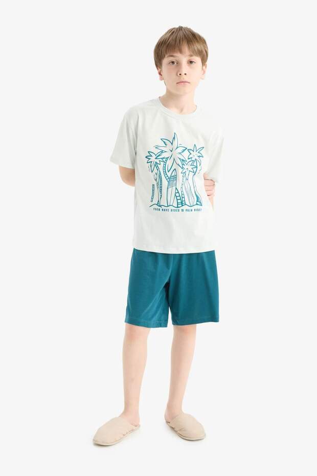 100% Cotton Printed Elastic Waist Pajama Set for Boys F1735A825Hs