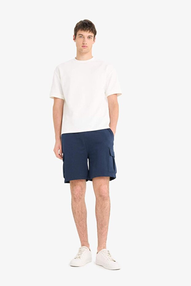 Regular Fit Lace-Up Waist Cargo Pocket Shorts D9494Ax25Sm