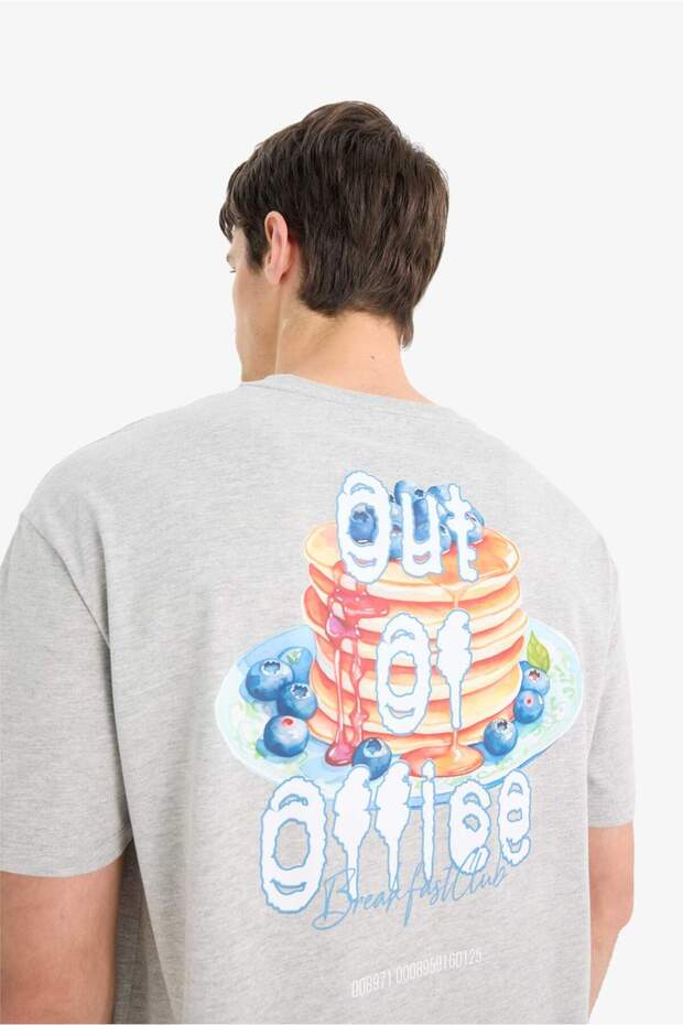 Boxy Fit Crew Neck Back Printed Short Sleeve T-Shirt F5769Ax25Sm