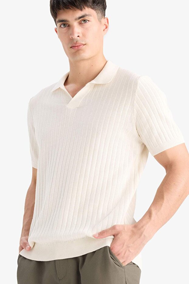 100% Cotton Standard Fit Polo Neck Short Sleeve Knit T-Shirt E2884Ax25Sm