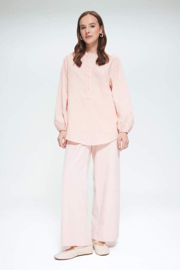 Wide Leg Linen Blend Trousers F1345Ax25Sm