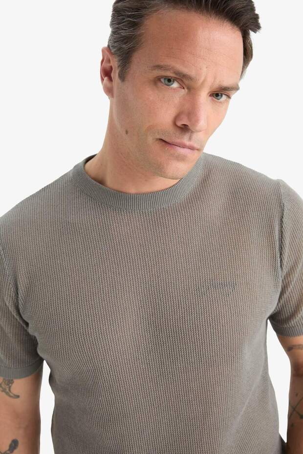 Standard Fit Crew Neck Knitwear Short Sleeve T-Shirt E3255Ax25Sm