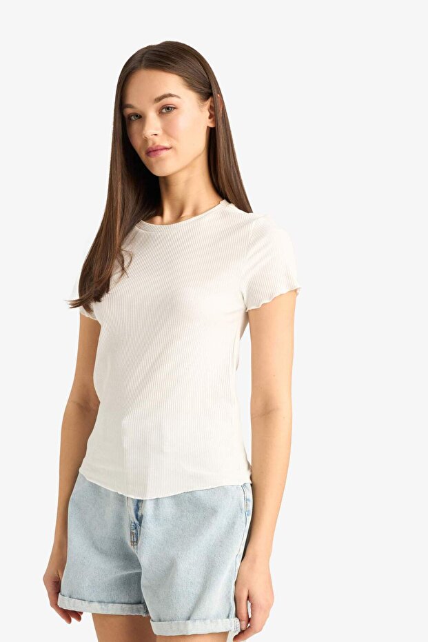 Fıtted Basıc Beyaz Tişört F3486AXNS - 3